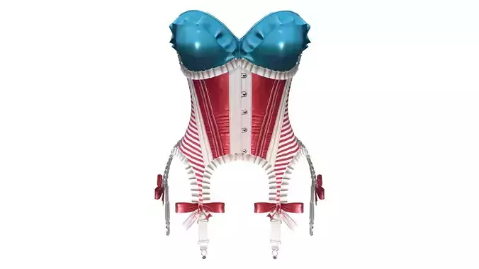 Pin Up Retro Corset Low-poly 3D model