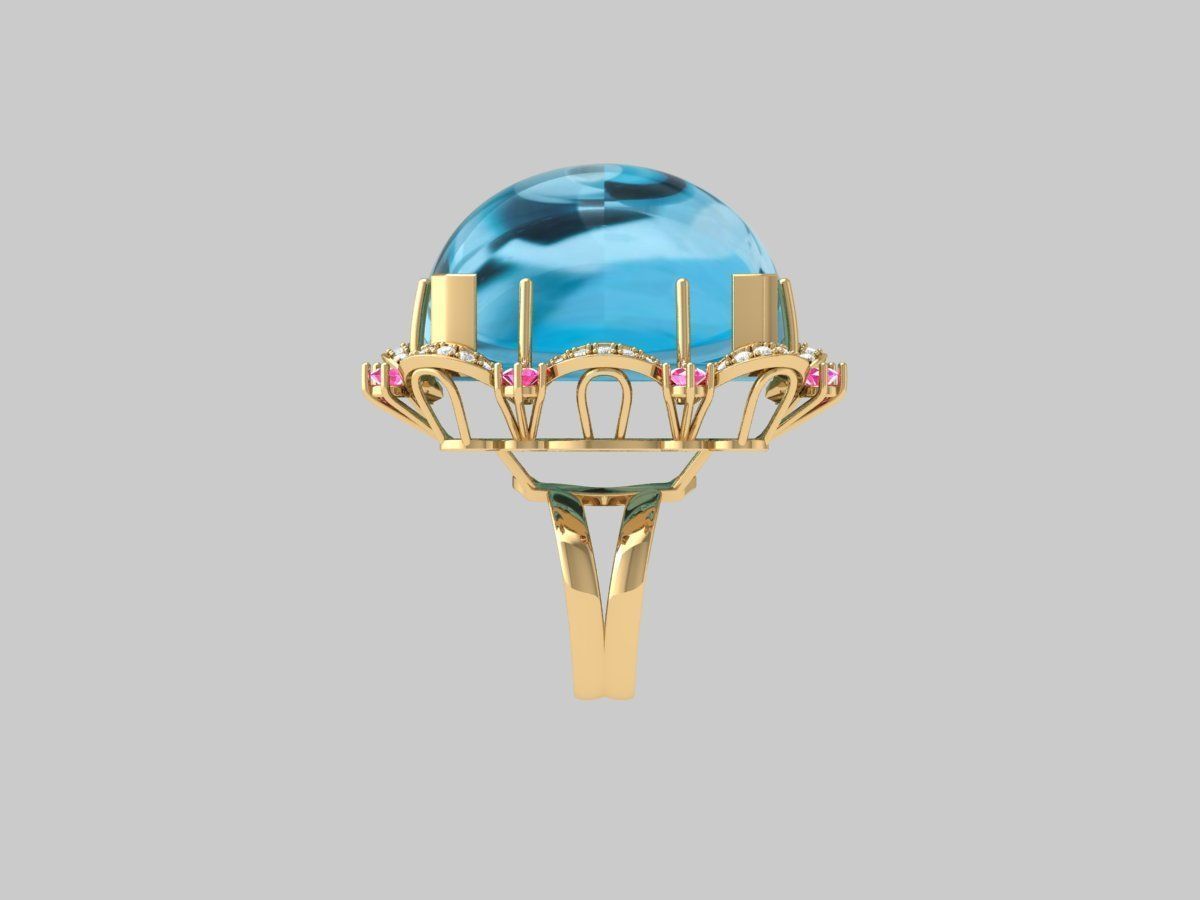 Cushion Art deco Ring 3D print model_13