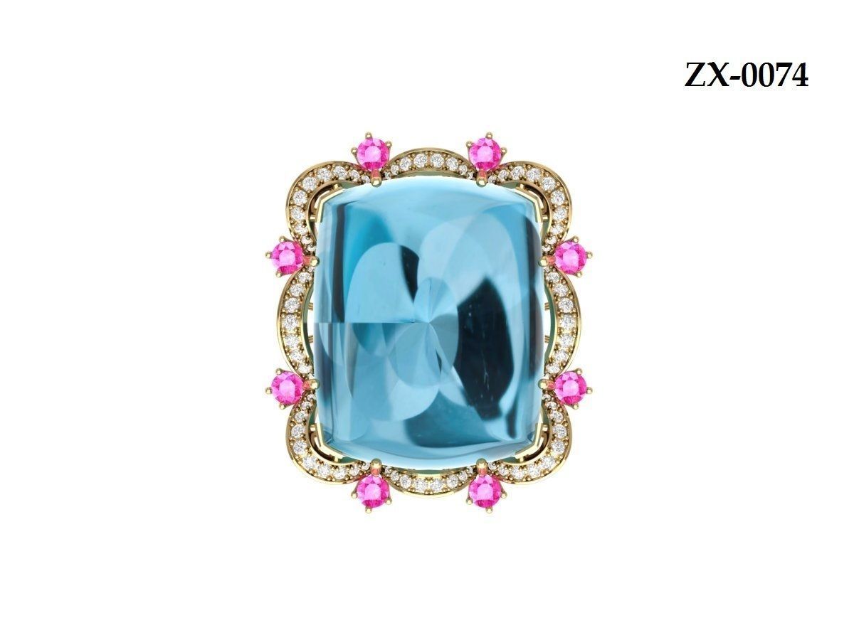 Cushion Art deco Ring 3D print model_16