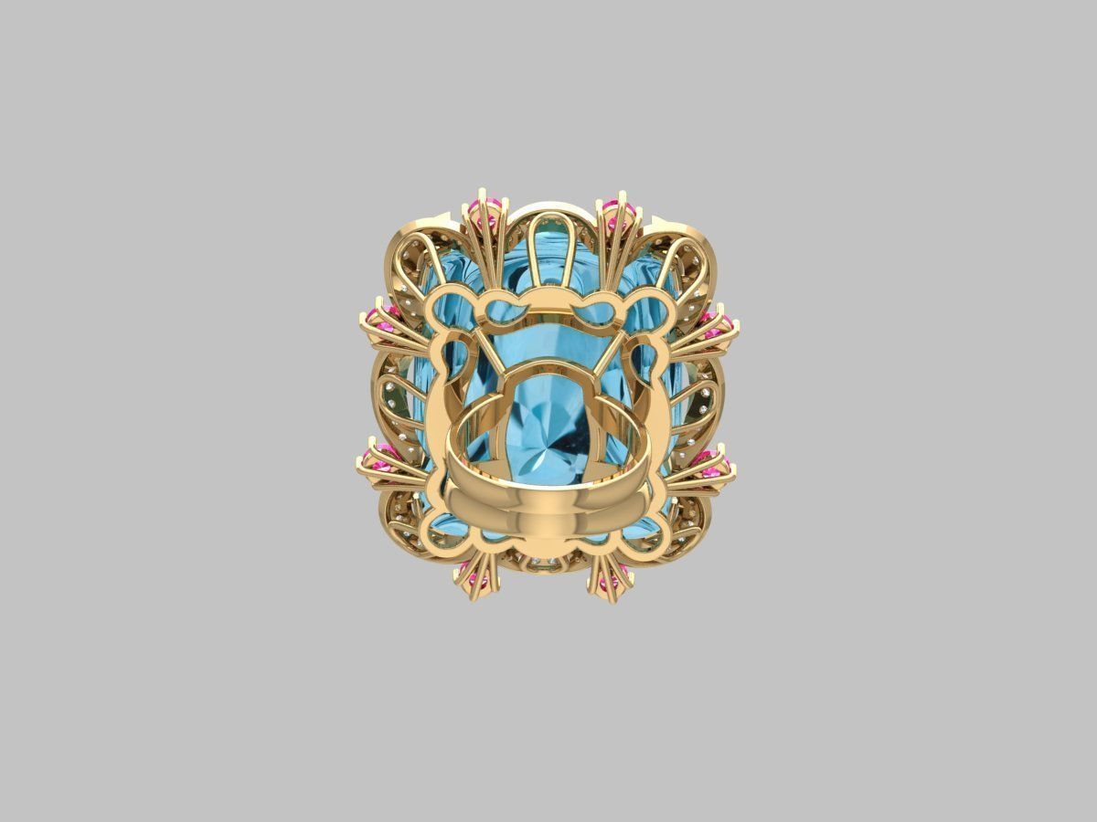 Cushion Art deco Ring 3D print model_9