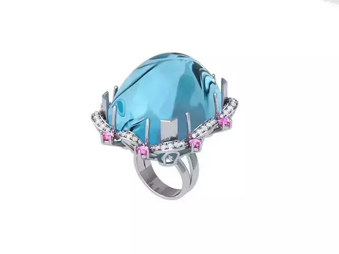 Cushion Art deco Ring 3D print model