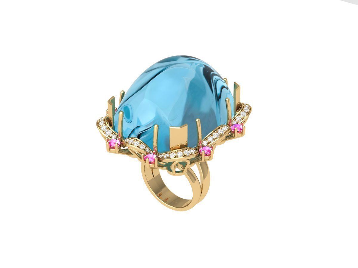 Cushion Art deco Ring 3D print model_7