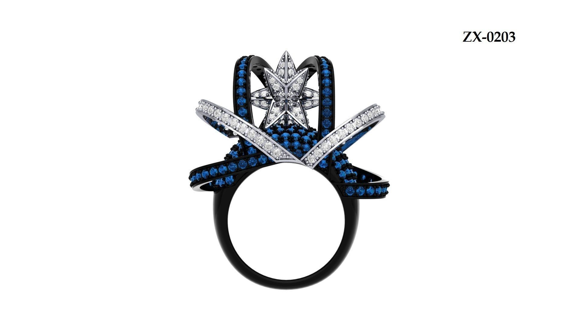 Star Art Deco Ring 3D print model_17