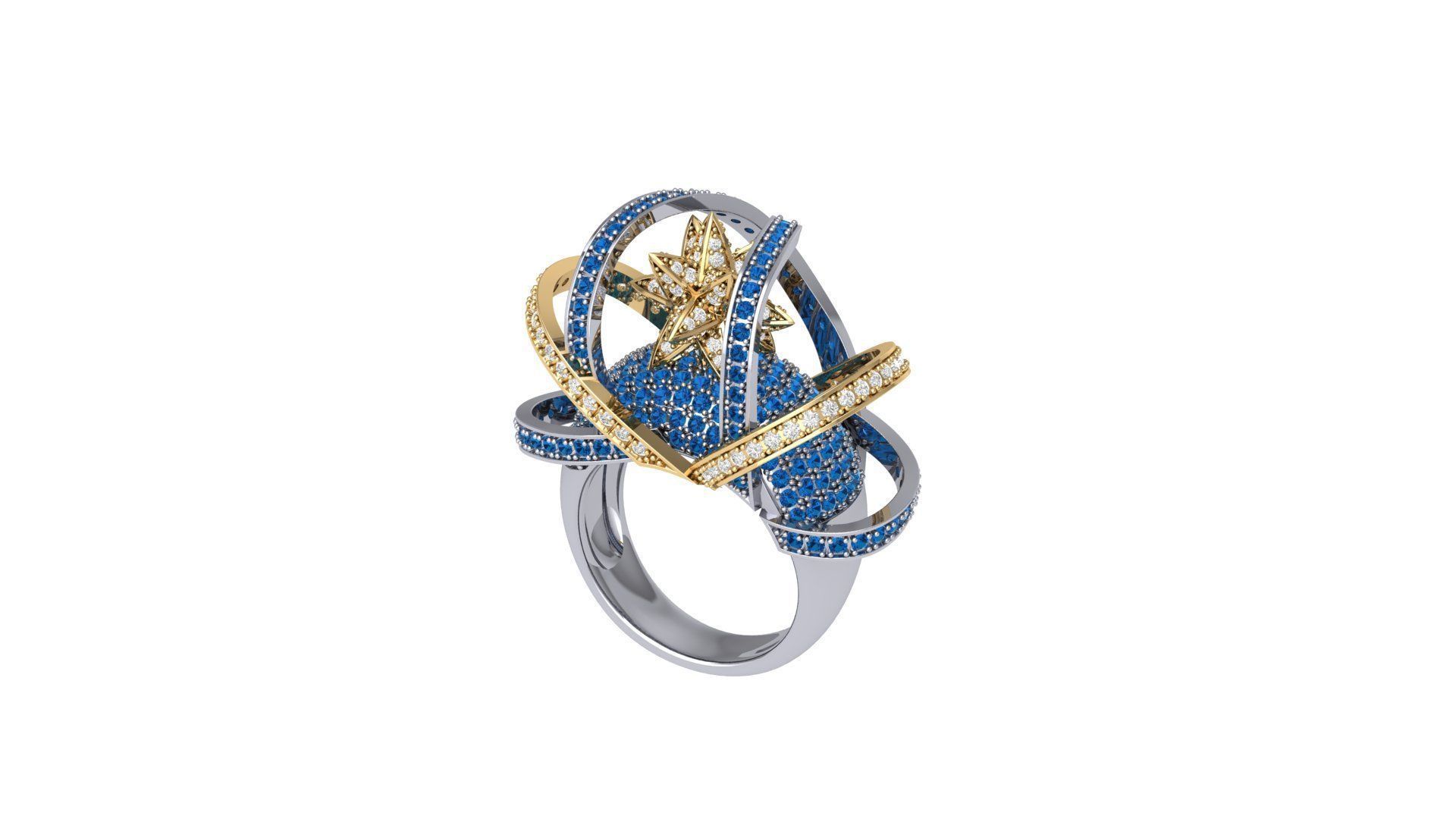 Star Art Deco Ring 3D print model_8