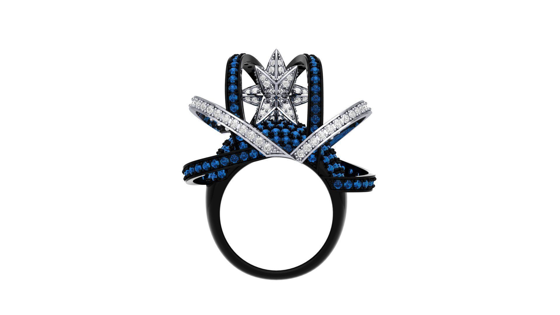 Star Art Deco Ring 3D print model_5