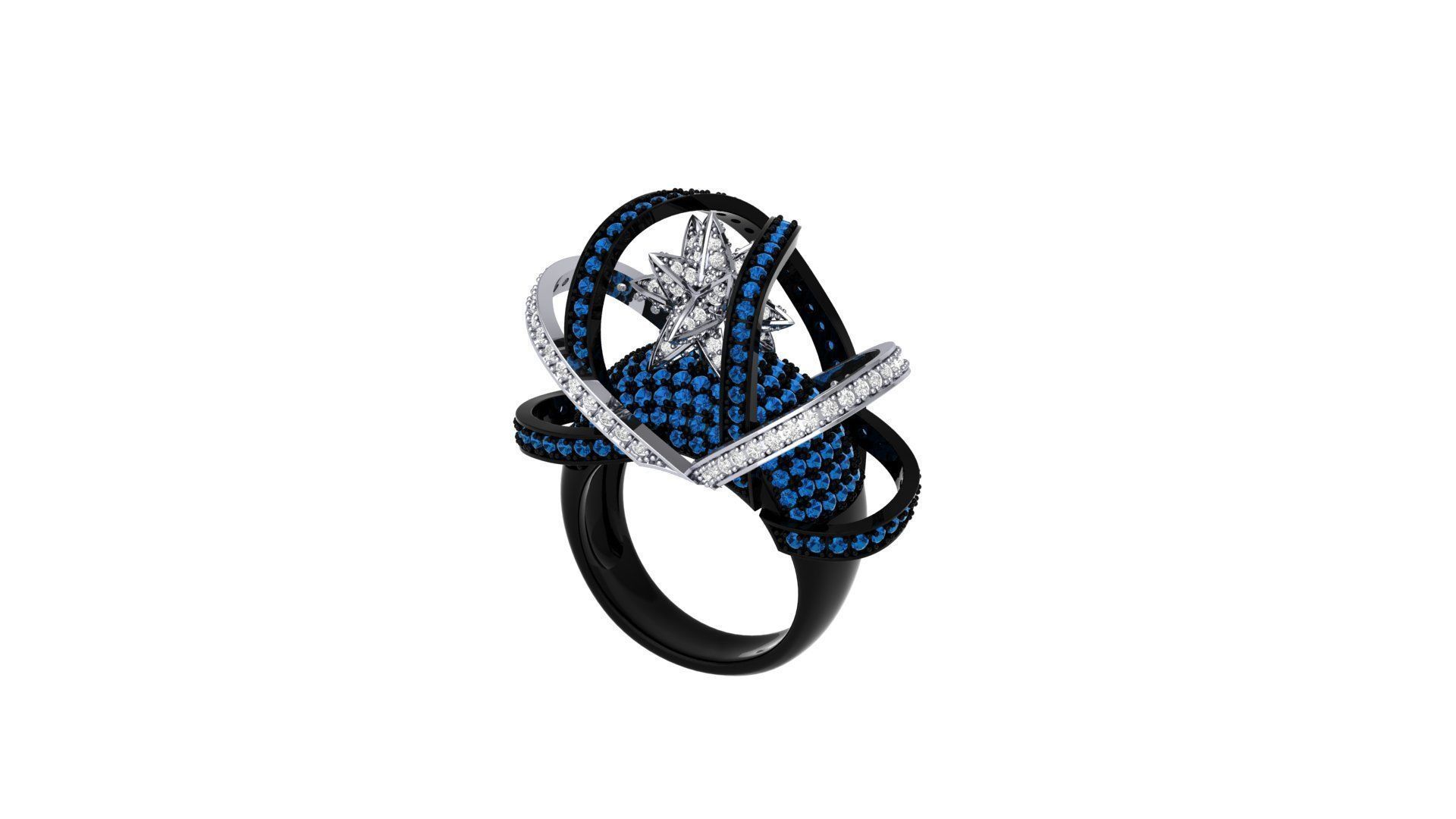 Star Art Deco Ring 3D print model_6