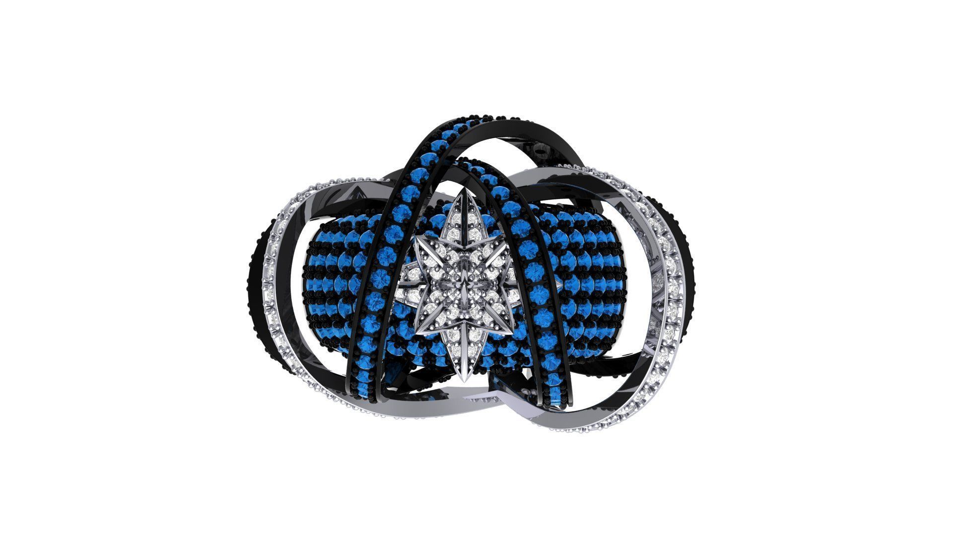 Star Art Deco Ring 3D print model_4