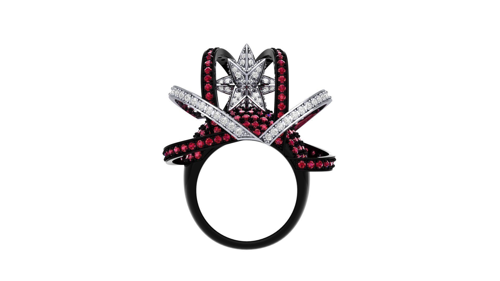 Star Art Deco Ring 3D print model_2