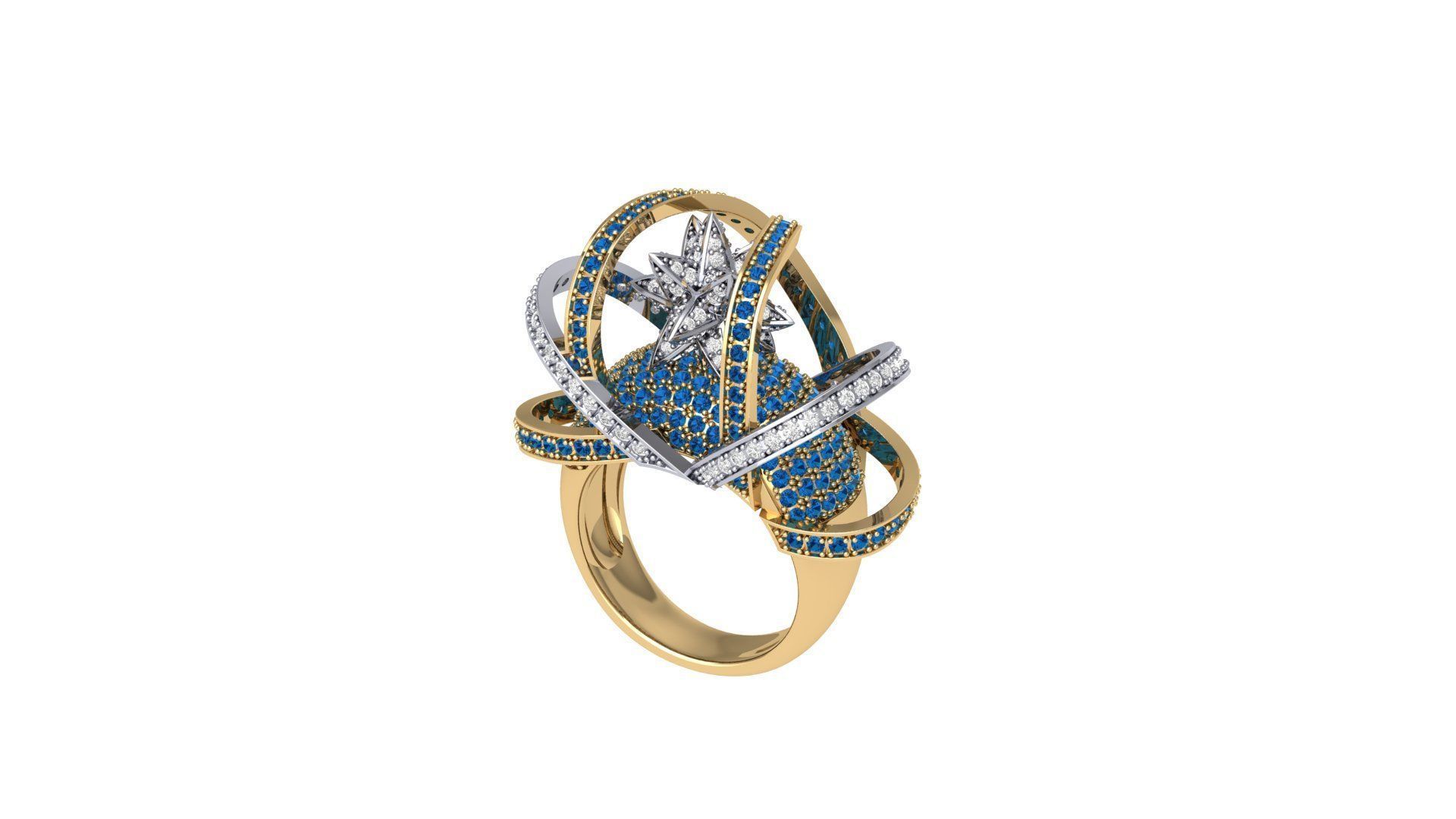 Star Art Deco Ring 3D print model_10