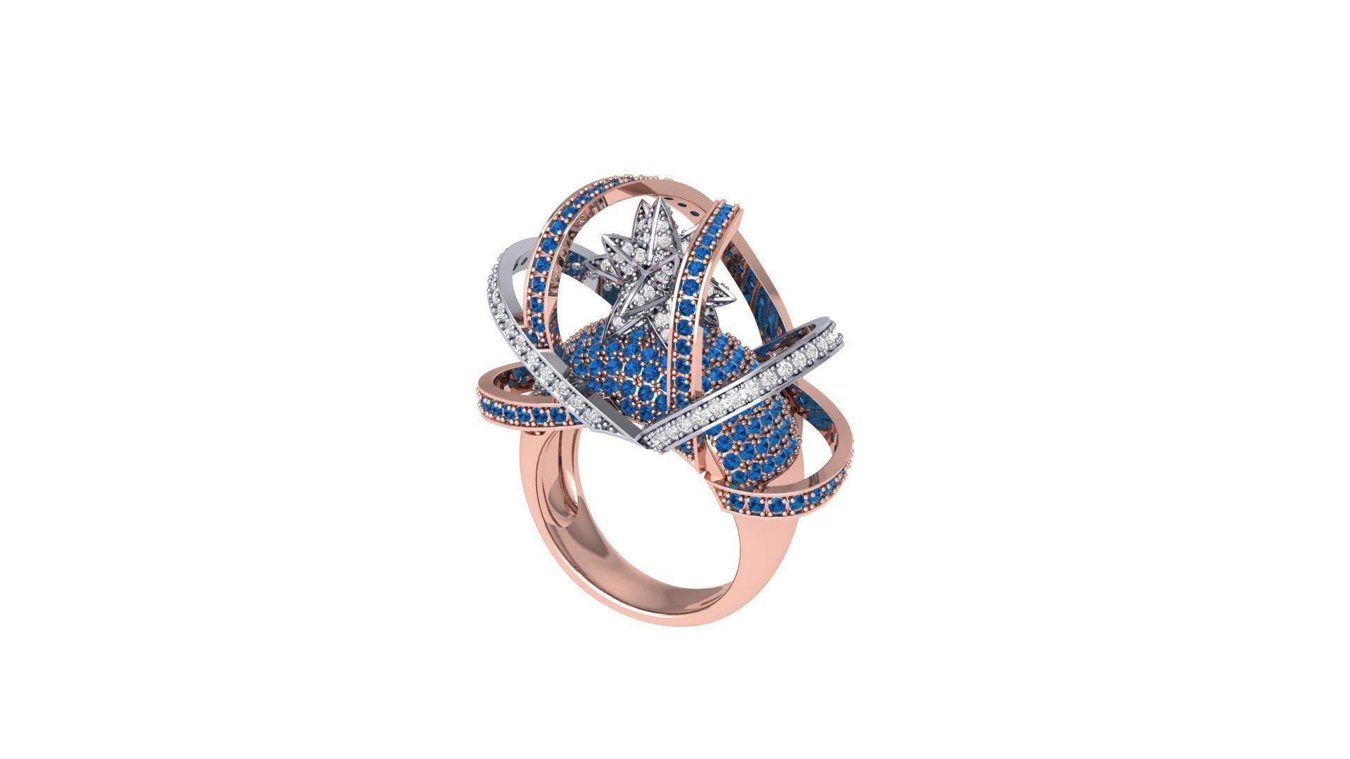 Star Art Deco Ring 3D print model_9