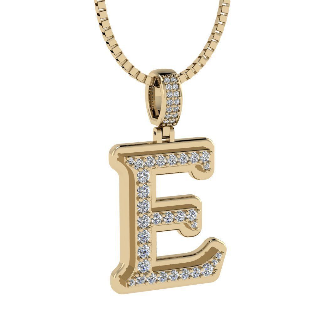 Alphabet Diamond pendant E 3D print model_8