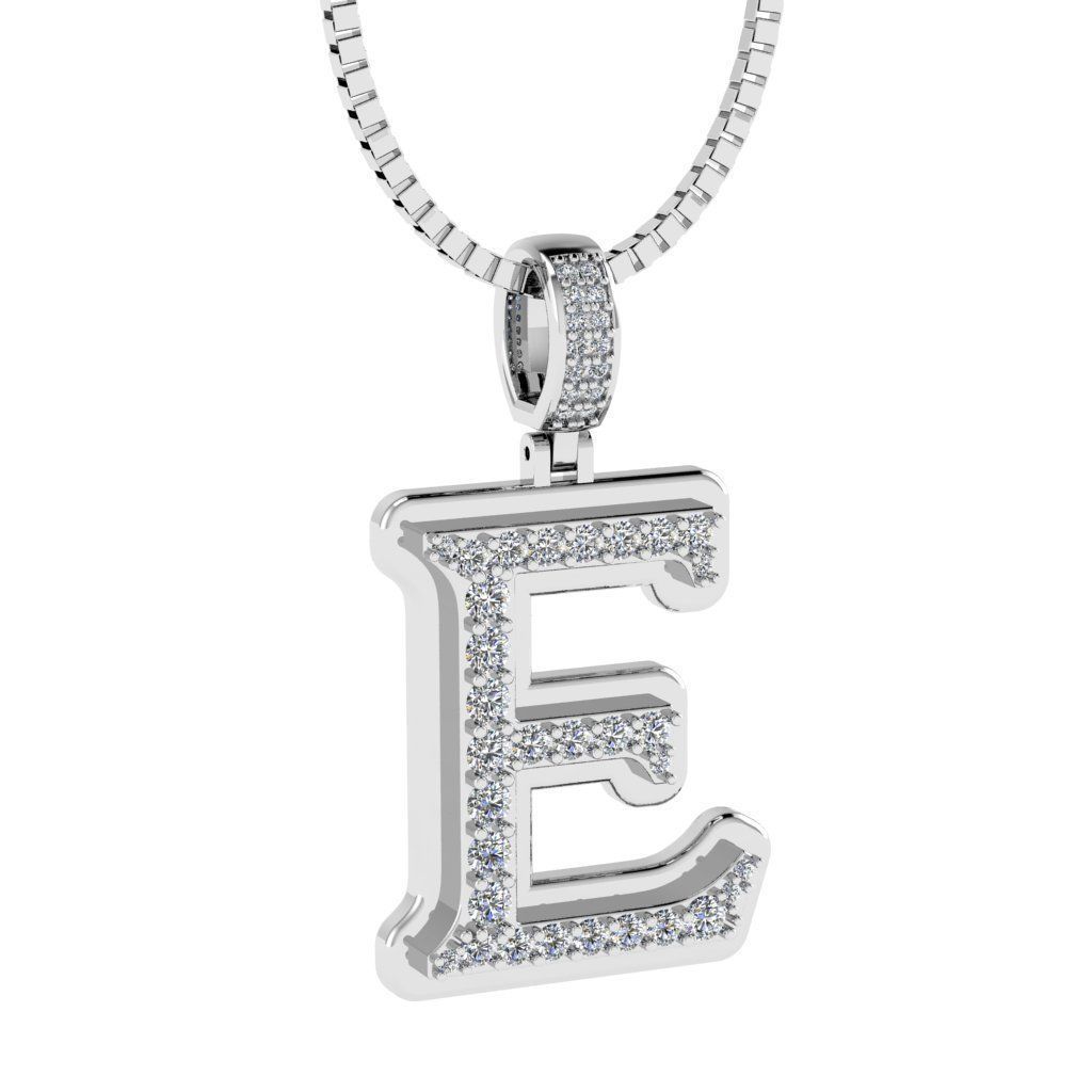 Alphabet Diamond pendant E 3D print model_22