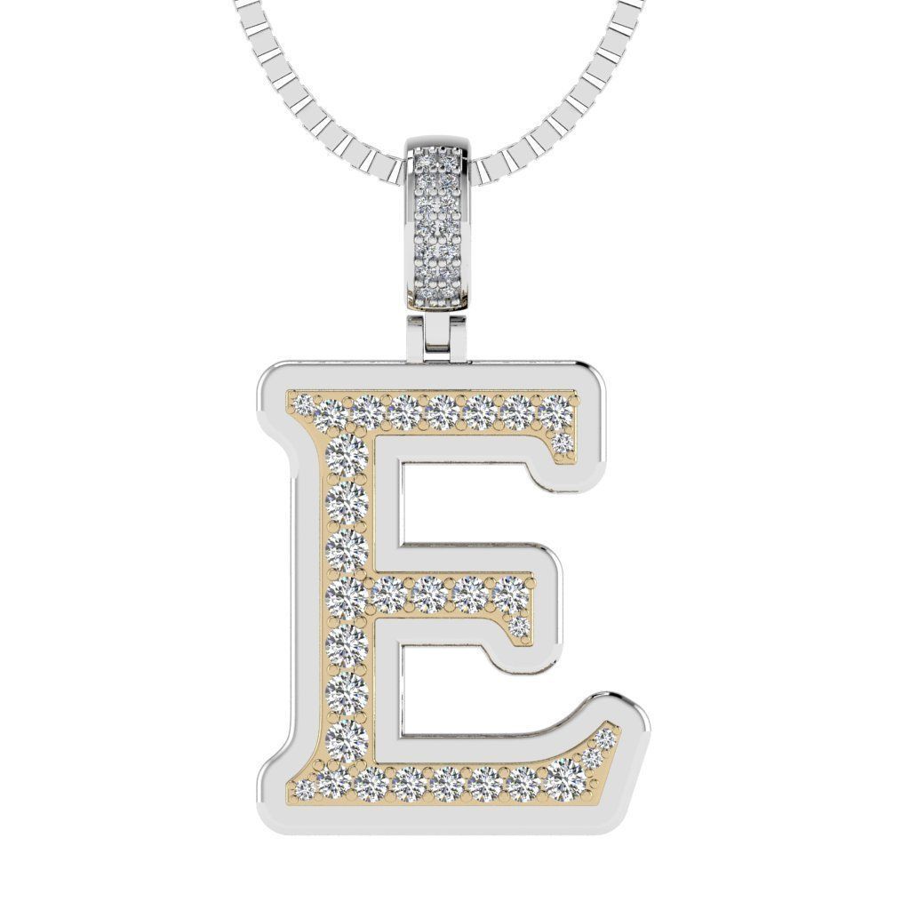 Alphabet Diamond pendant E 3D print model_7