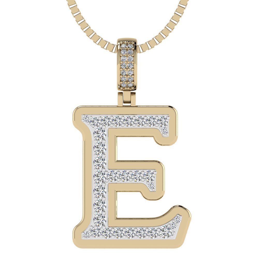 Alphabet Diamond pendant E 3D print model_17