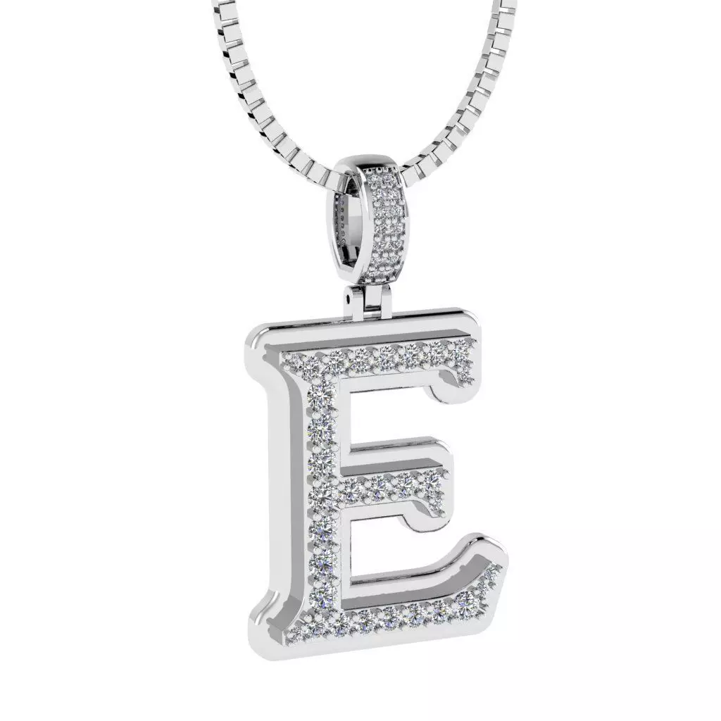 Alphabet Diamond pendant E 3D print model_0