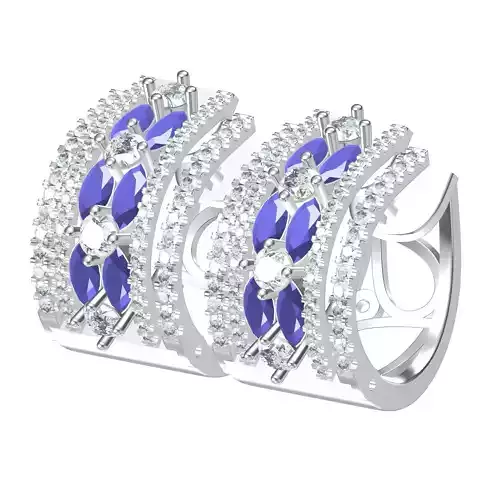 Marquise and Round Diamond Hoop Earring