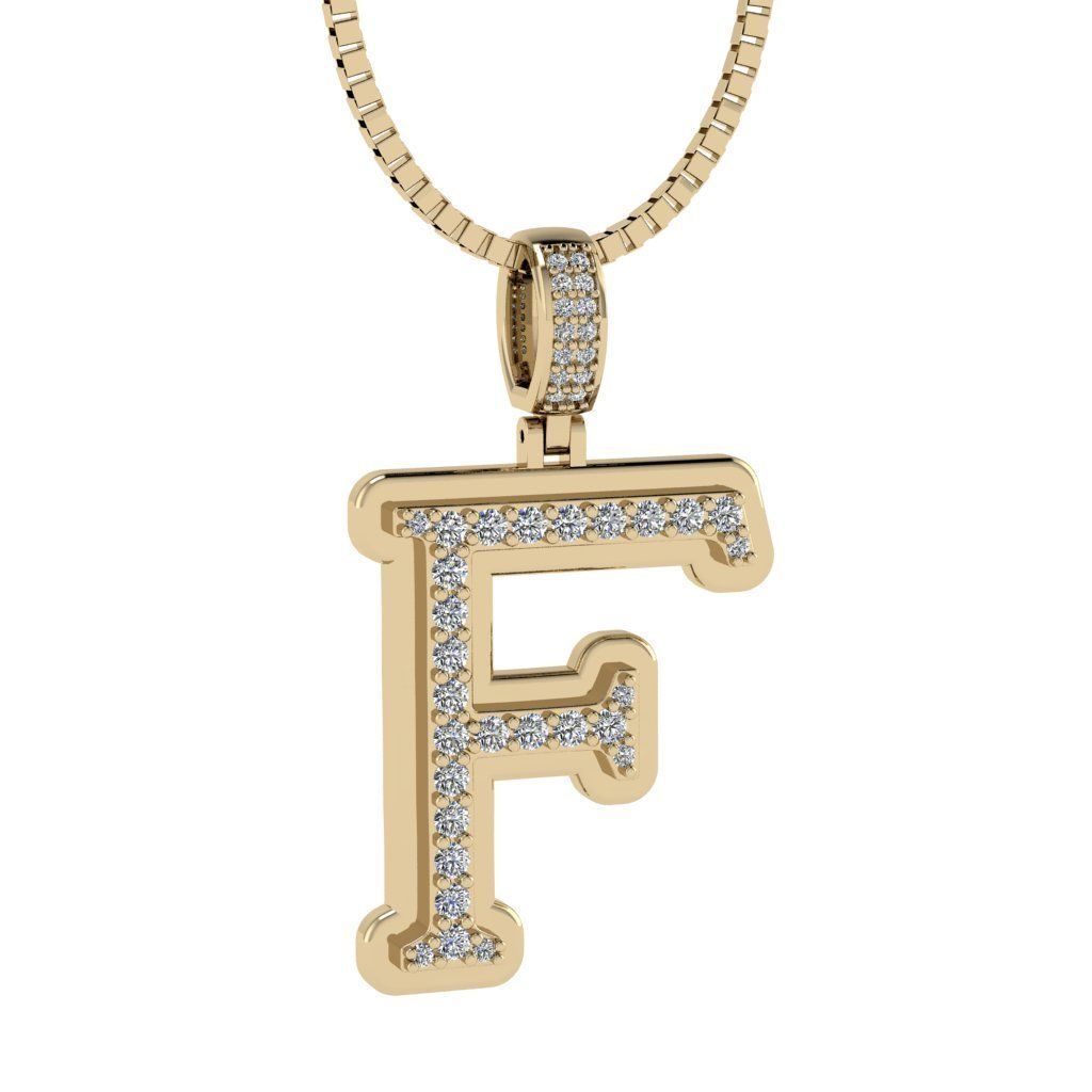 Alphabet Diamond pendant F 3D print model_8