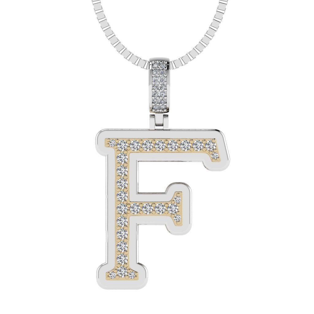 Alphabet Diamond pendant F 3D print model_7