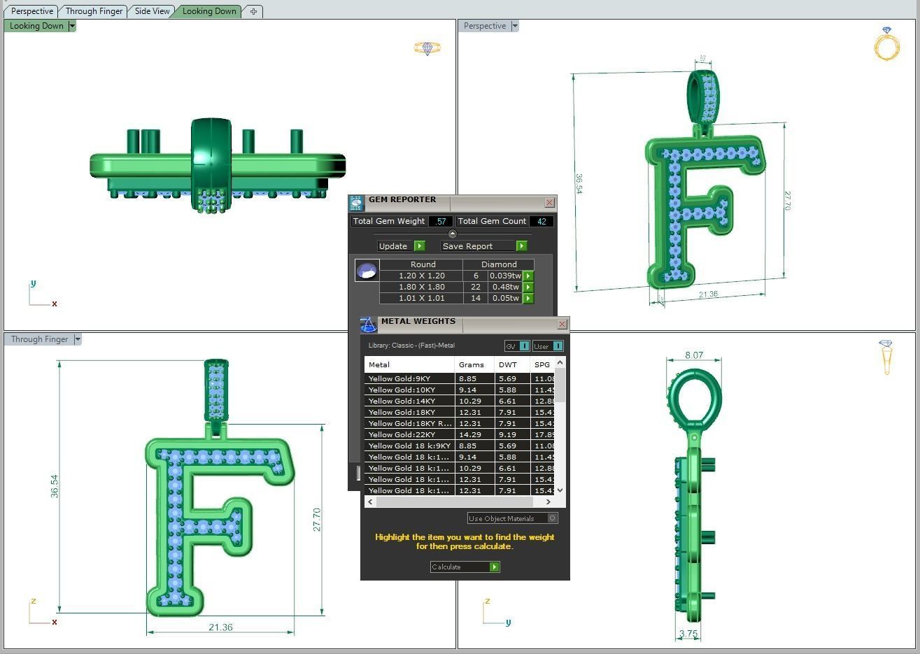 Alphabet Diamond pendant F 3D print model_1