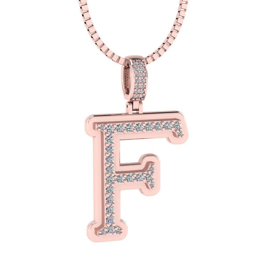 Alphabet Diamond pendant F 3D print model_21