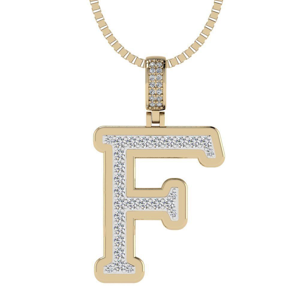 Alphabet Diamond pendant F 3D print model_6