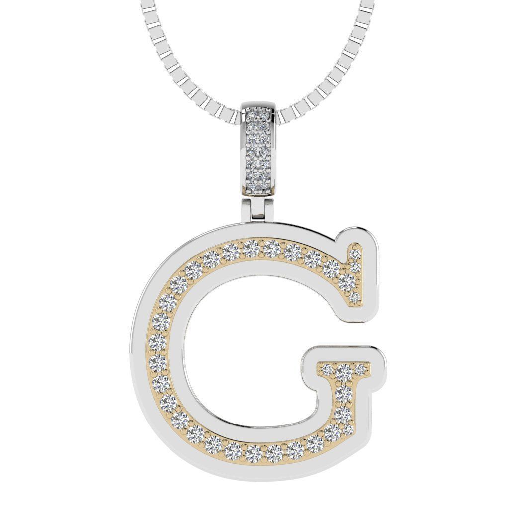 Alphabet Diamond pendant G 3D print model_21