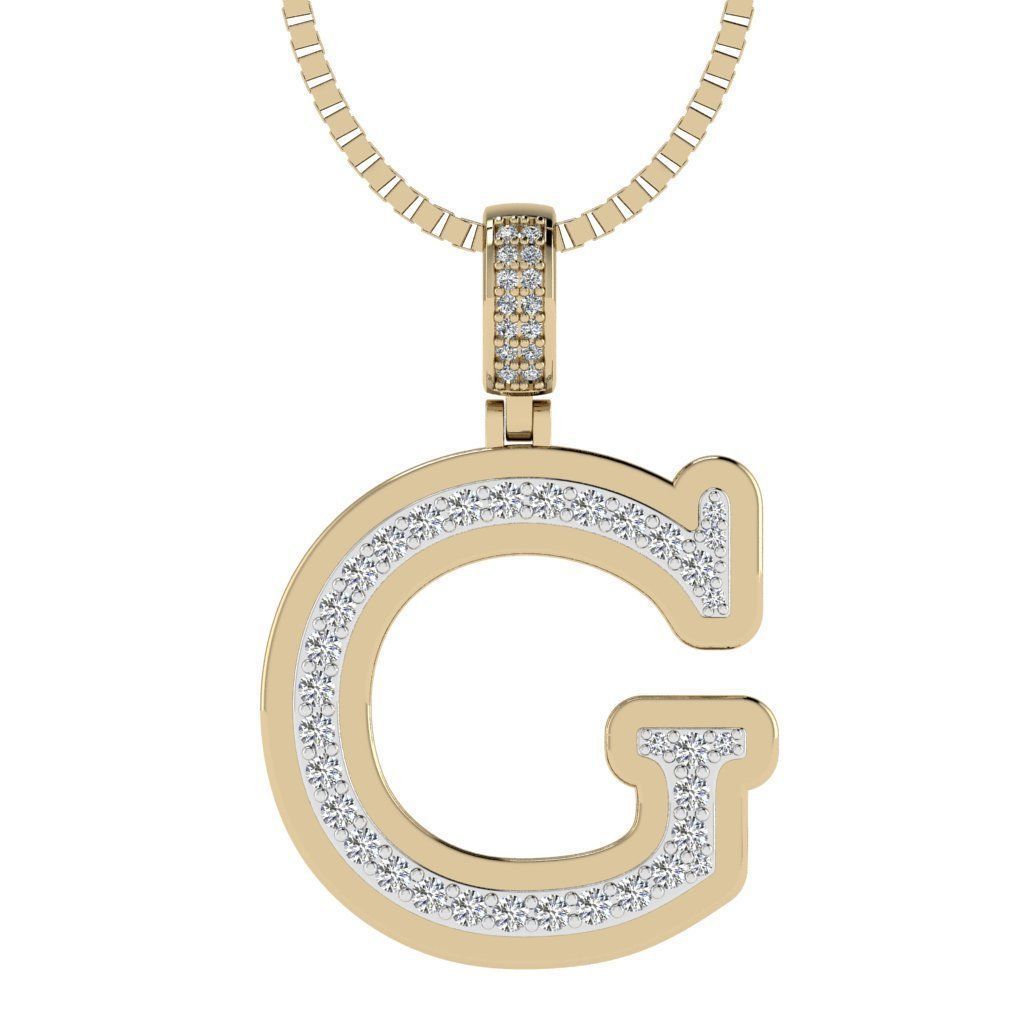 Alphabet Diamond pendant G 3D print model_8