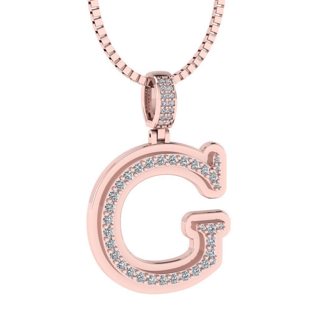 Alphabet Diamond pendant G 3D print model_15