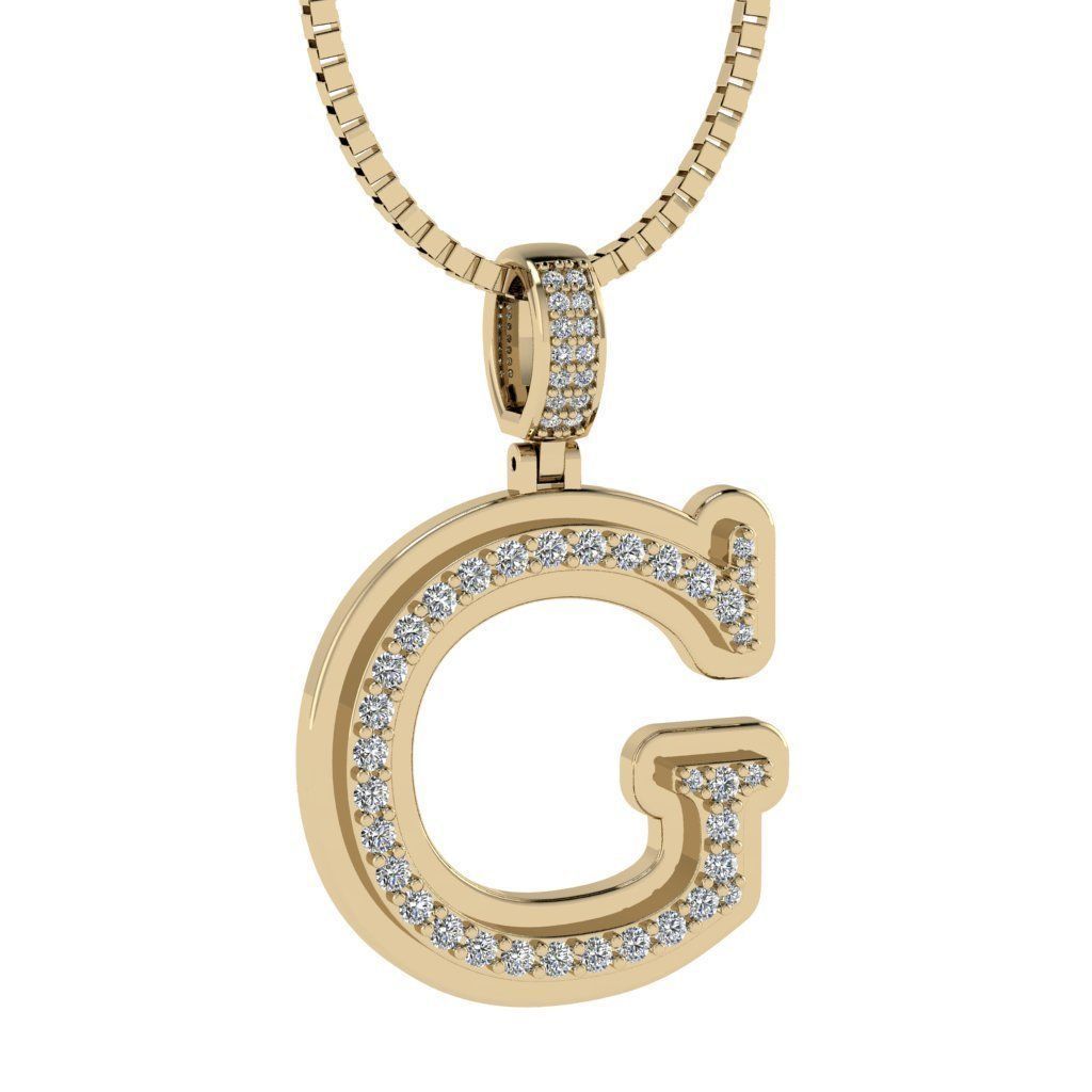 Alphabet Diamond pendant G 3D print model_18