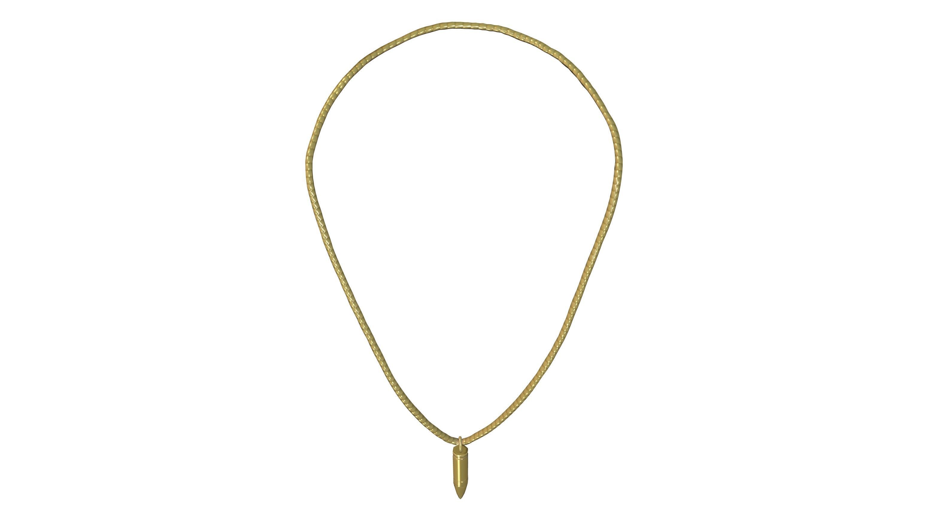 Male Female Bullet Pendant Necklace Low-poly 3D model_3