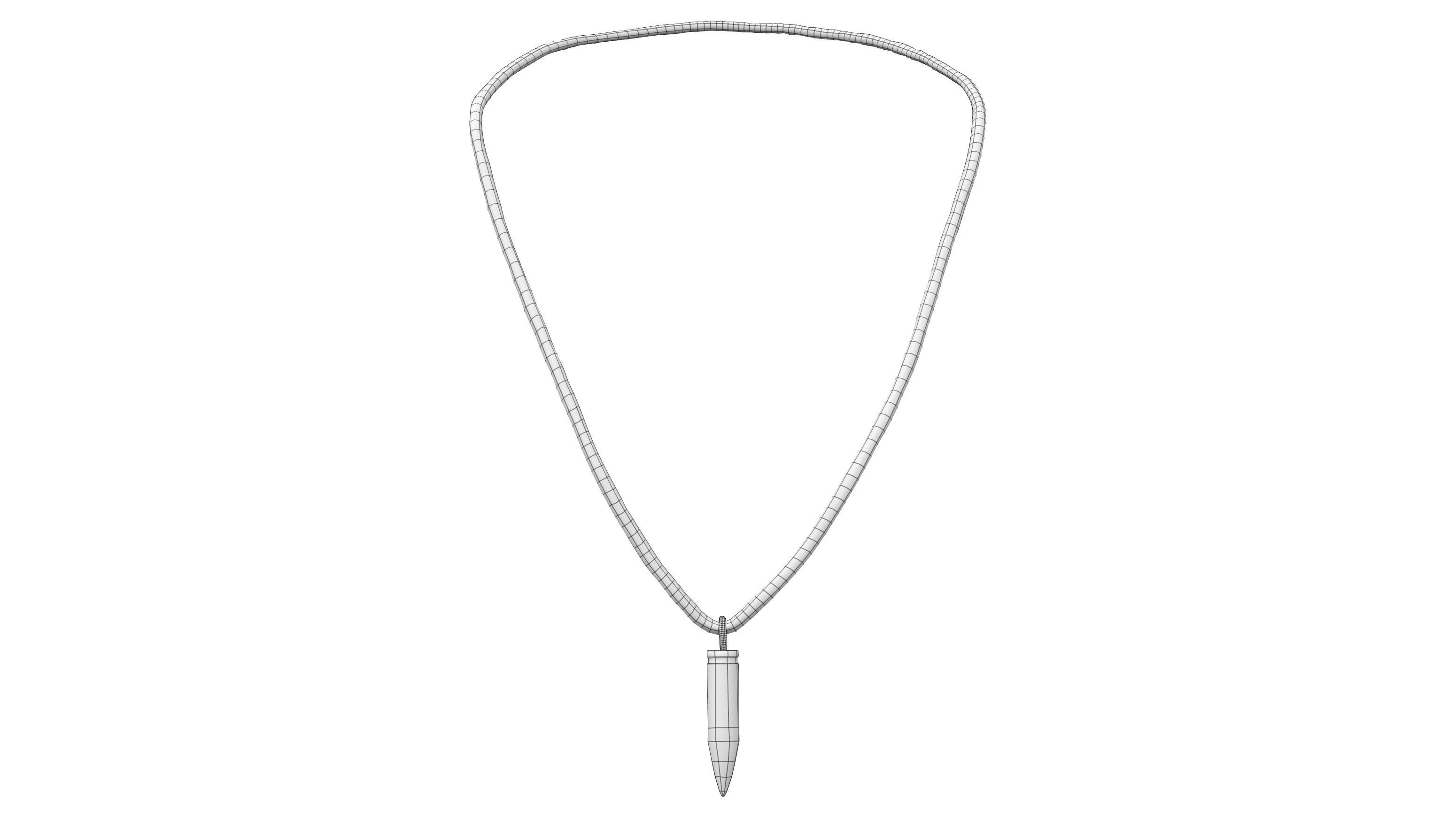 Male Female Bullet Pendant Necklace Low-poly 3D model_4