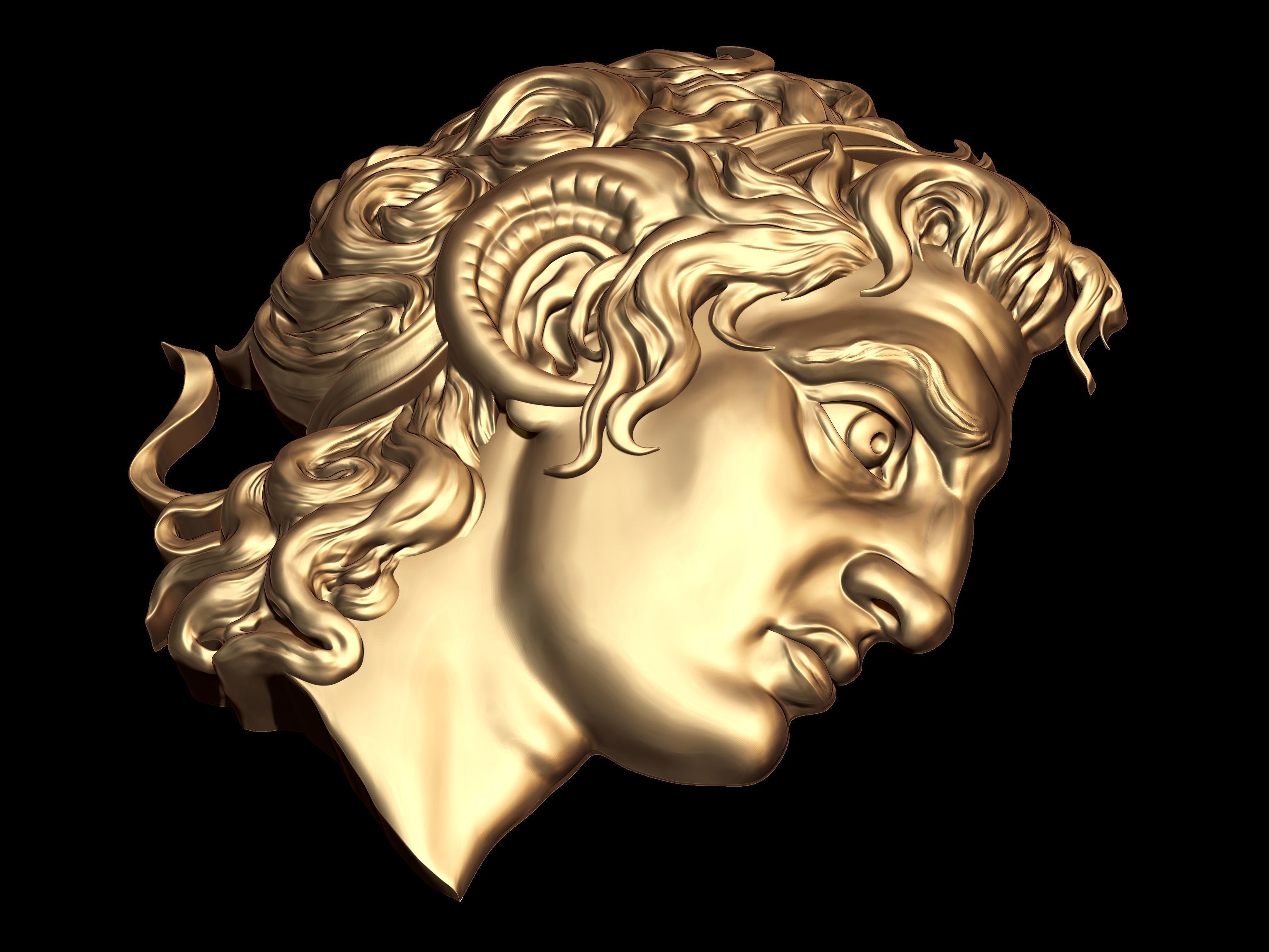 Alexander macedonian face bas relief sc04 3D print model_2
