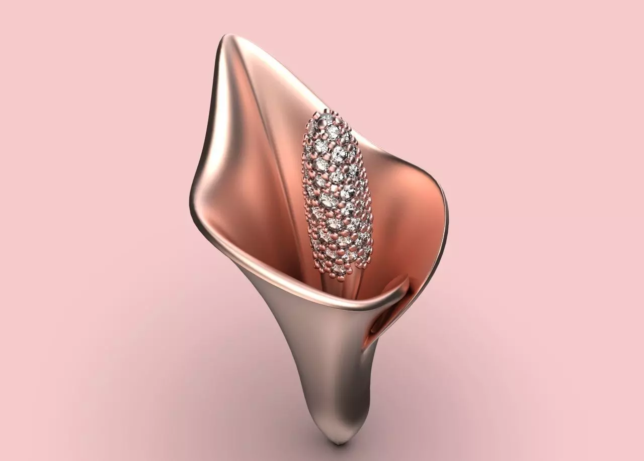 cala lily flower Brooch 3D print model_0