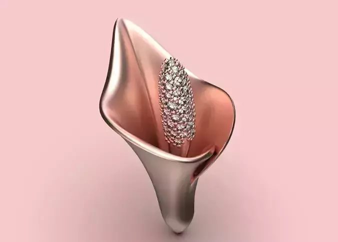 cala lily flower Brooch 3D print model