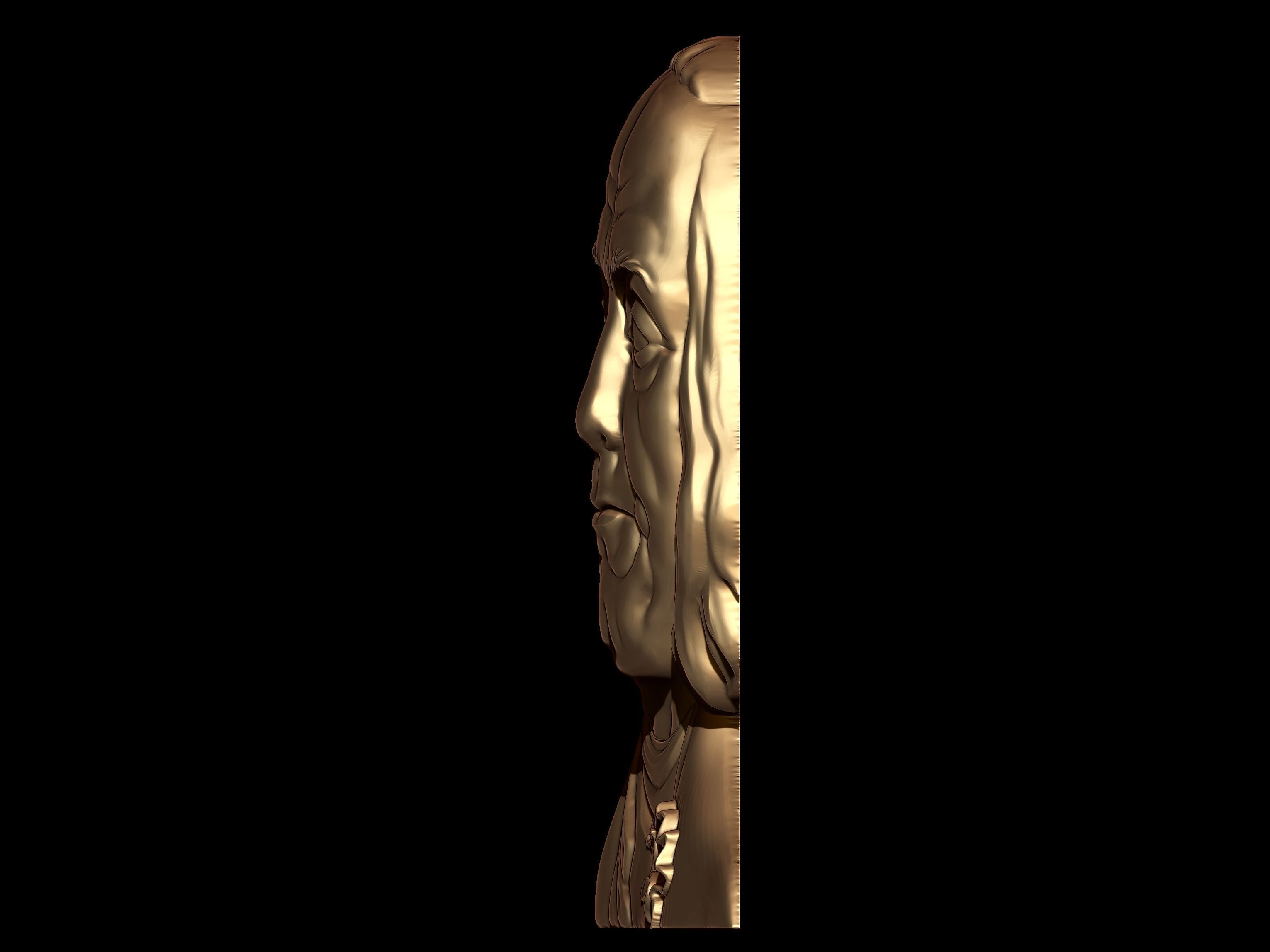 Benjamin Franklin bust bas relief sc06 3D print model_1