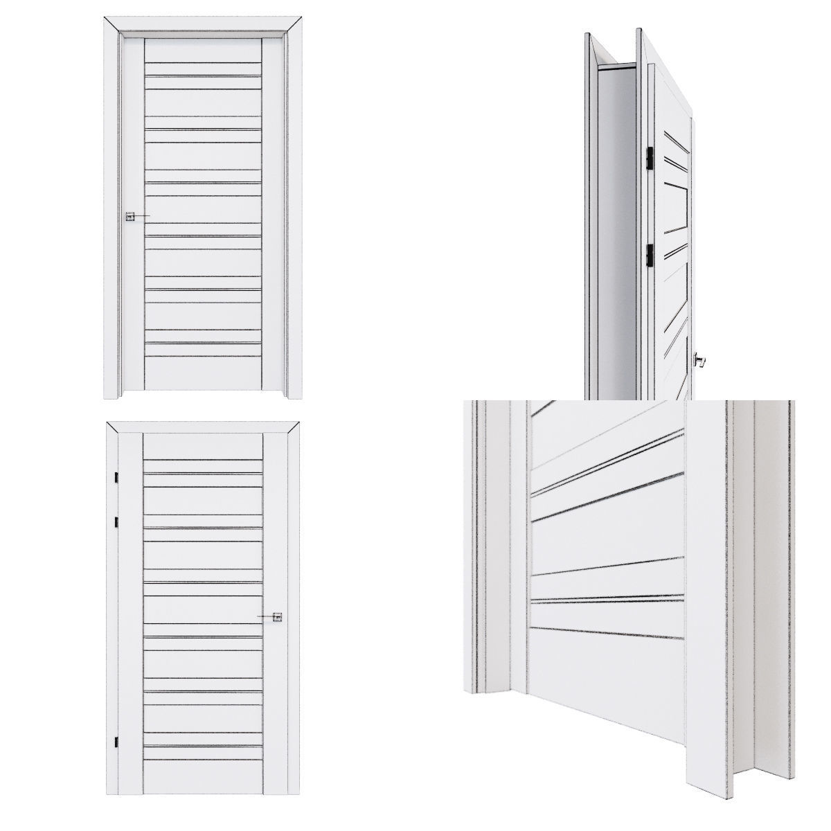 Doors modern set of 4  3D model_3
