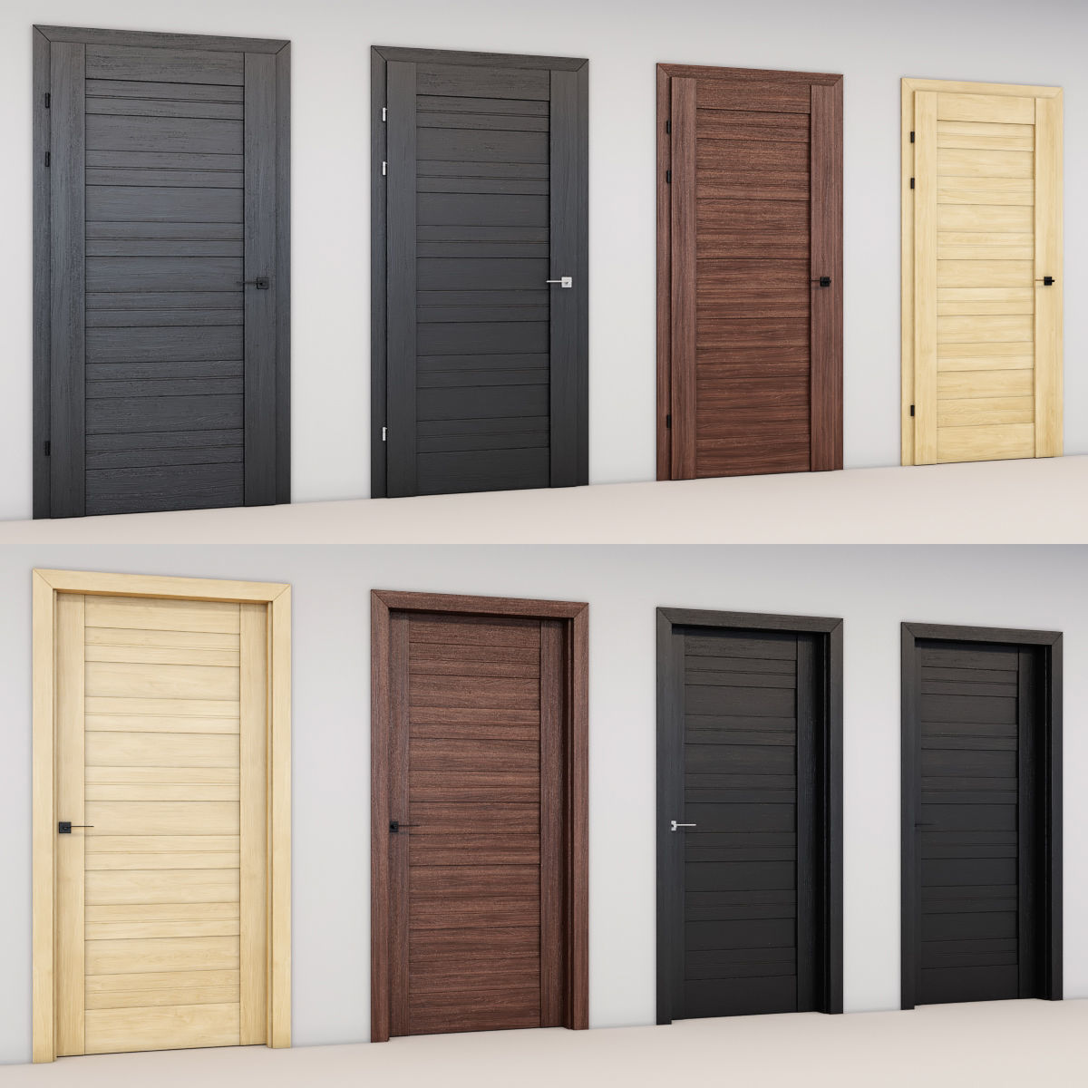 Doors modern set of 4  3D model_1