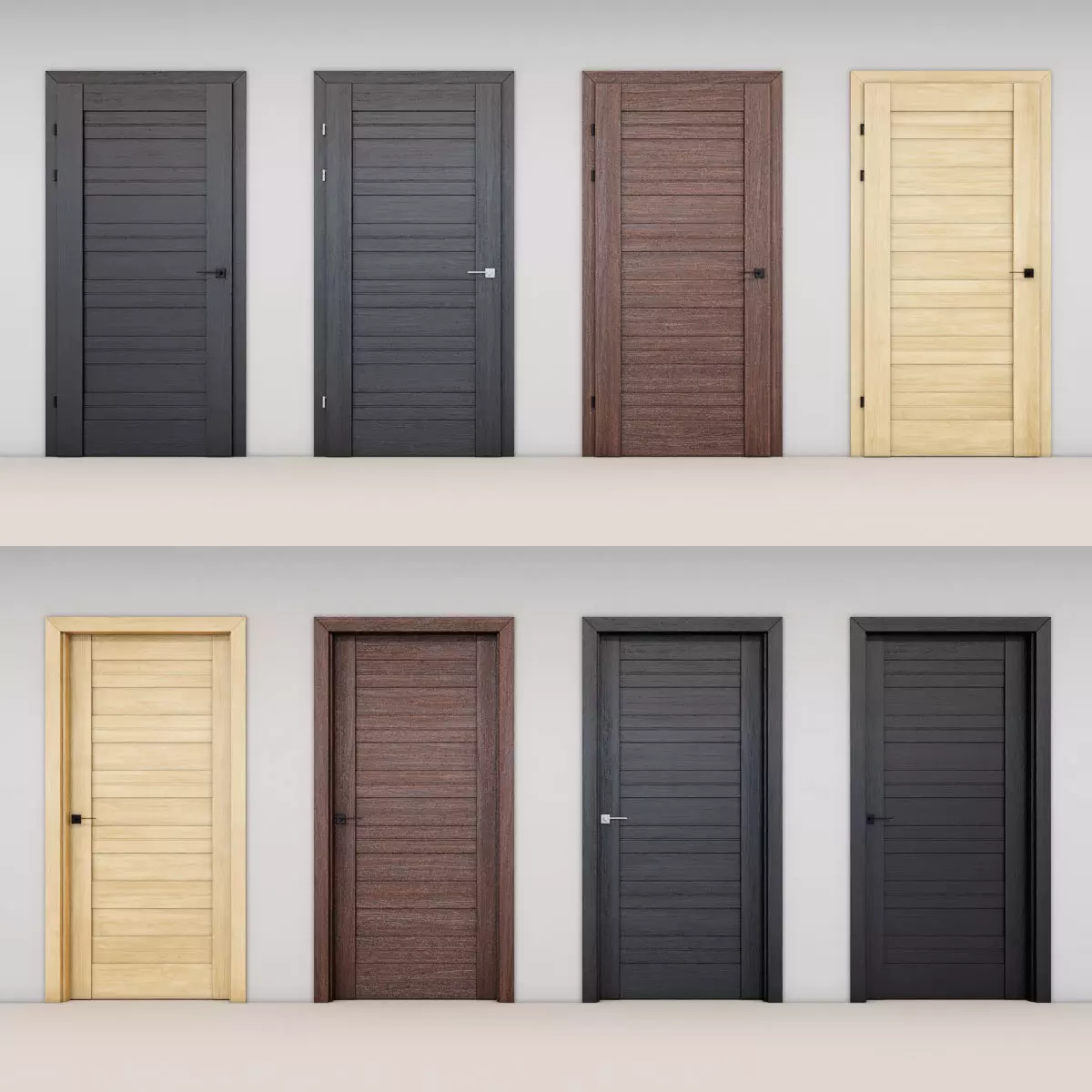 Doors modern set of 4  3D model_0
