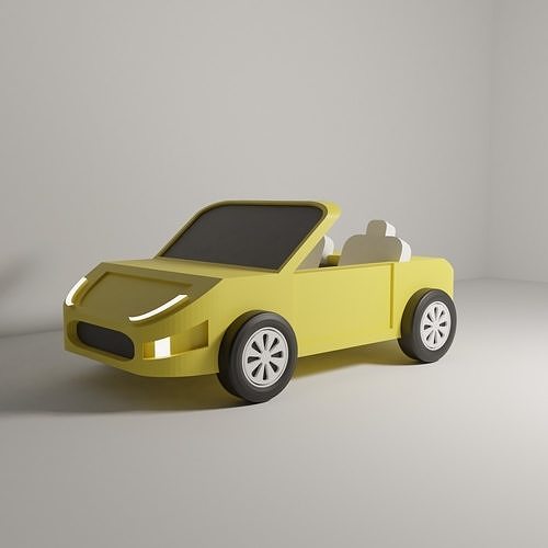 Cartoon 3D Convertible Car Model Low Poly Stylized Vehicle Low-poly 3D model