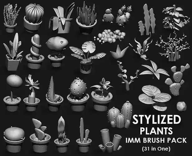 Stylized Plants IMM Brushes 31 in one