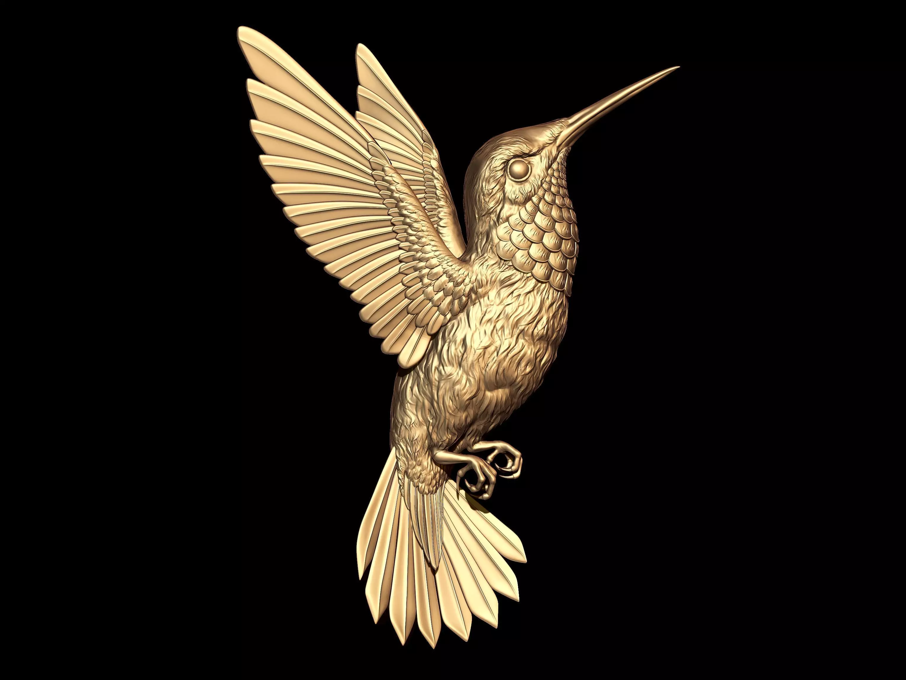 Hummingbird bas relief 3D print model