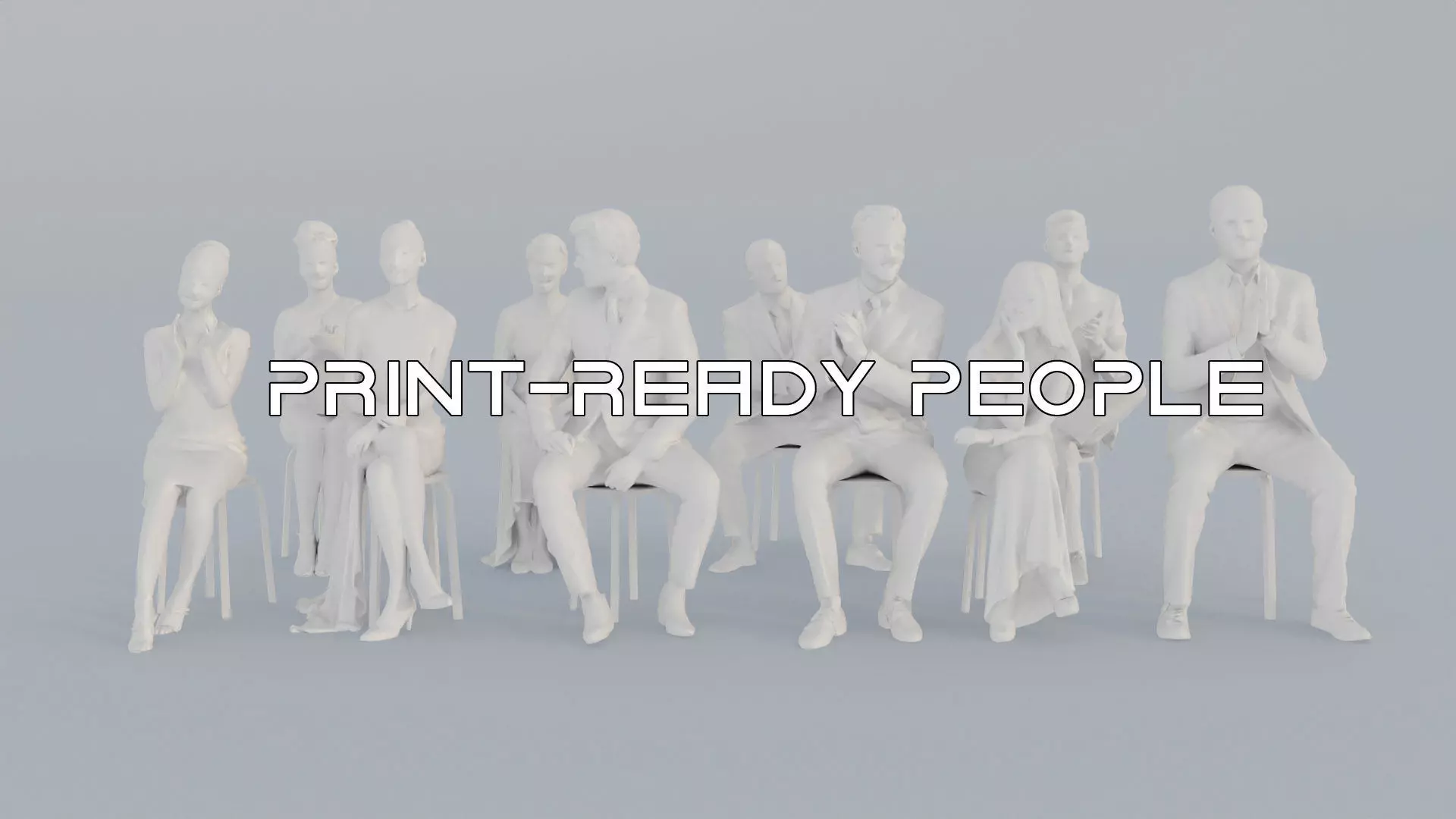 007 CROWDS LOWPOLY TENS SITTING ELEGANT PEOPLE SCANS MAN WOMAN 3D model