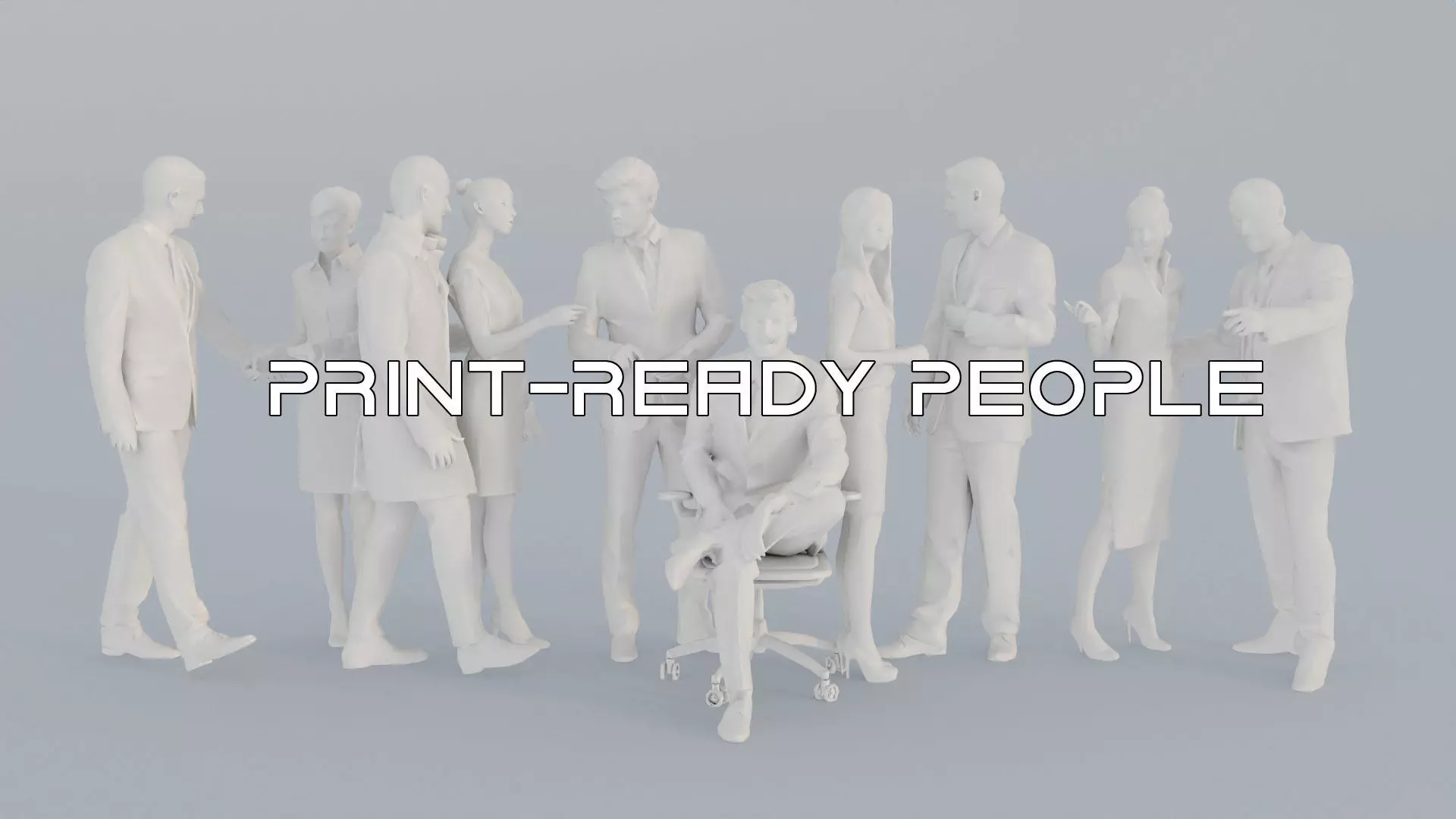 002 CROWDS LOWPOLY TENS BUSINESS PEOPLE SCANS MAN WOMAN 3D model