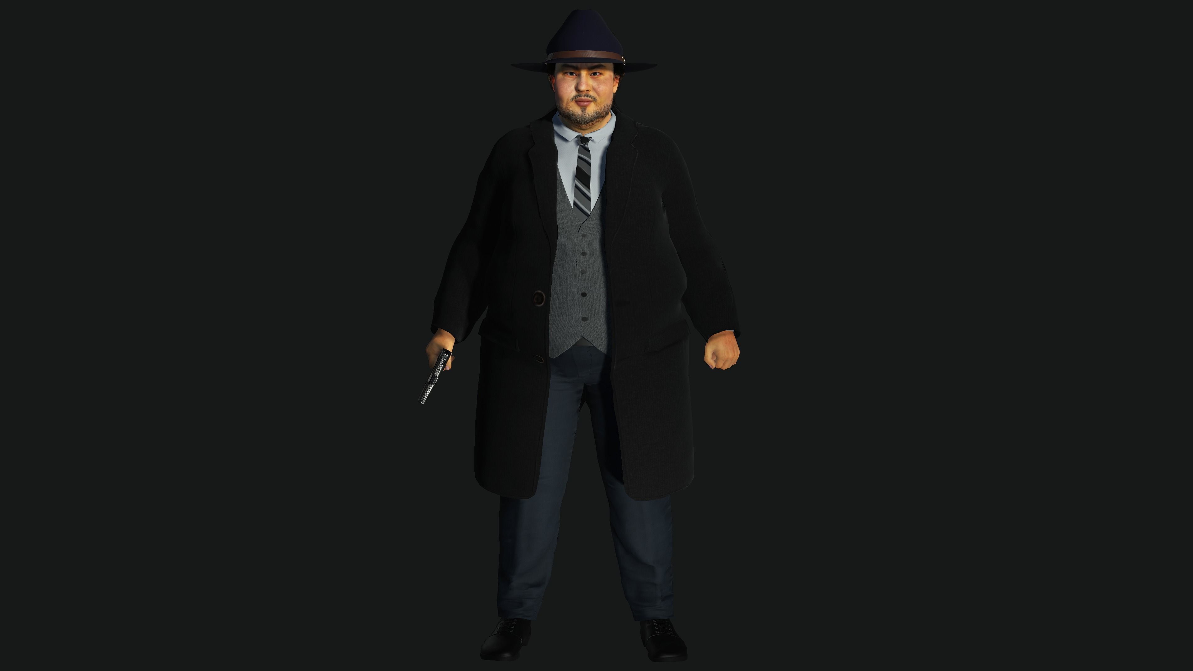 3D REALISTIC HUMAN RIGGED CHARACTER - ASIAN FAT BUSINESSMAN Low-poly 3D model_1