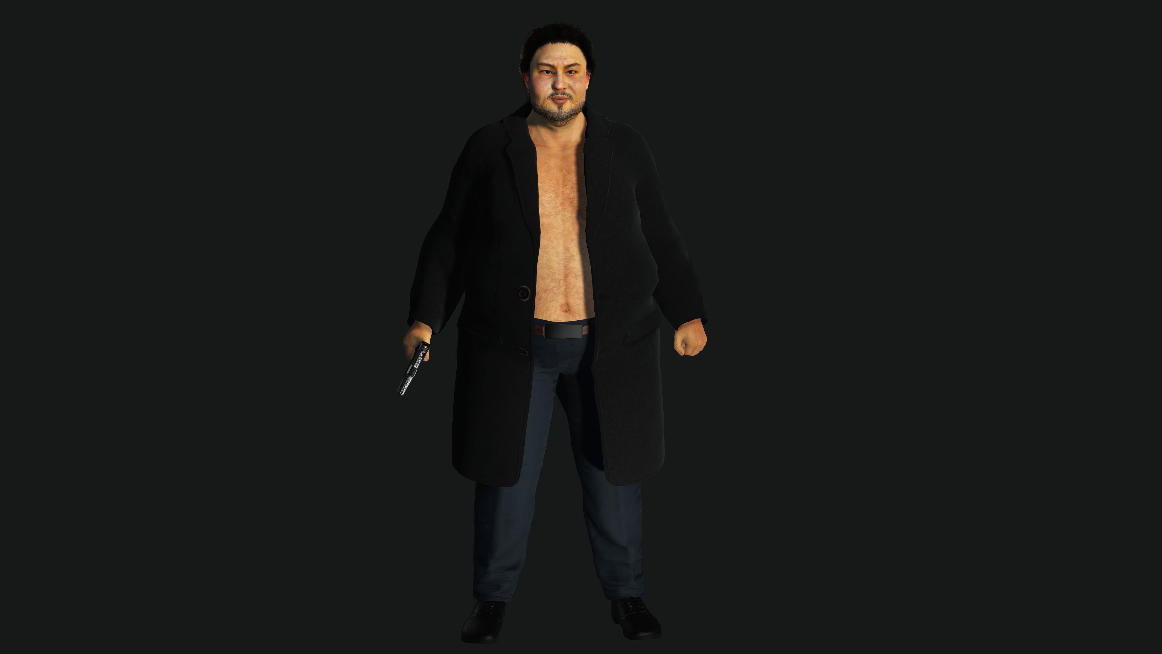 3D REALISTIC HUMAN RIGGED CHARACTER - ASIAN FAT BUSINESSMAN Low-poly 3D model_16
