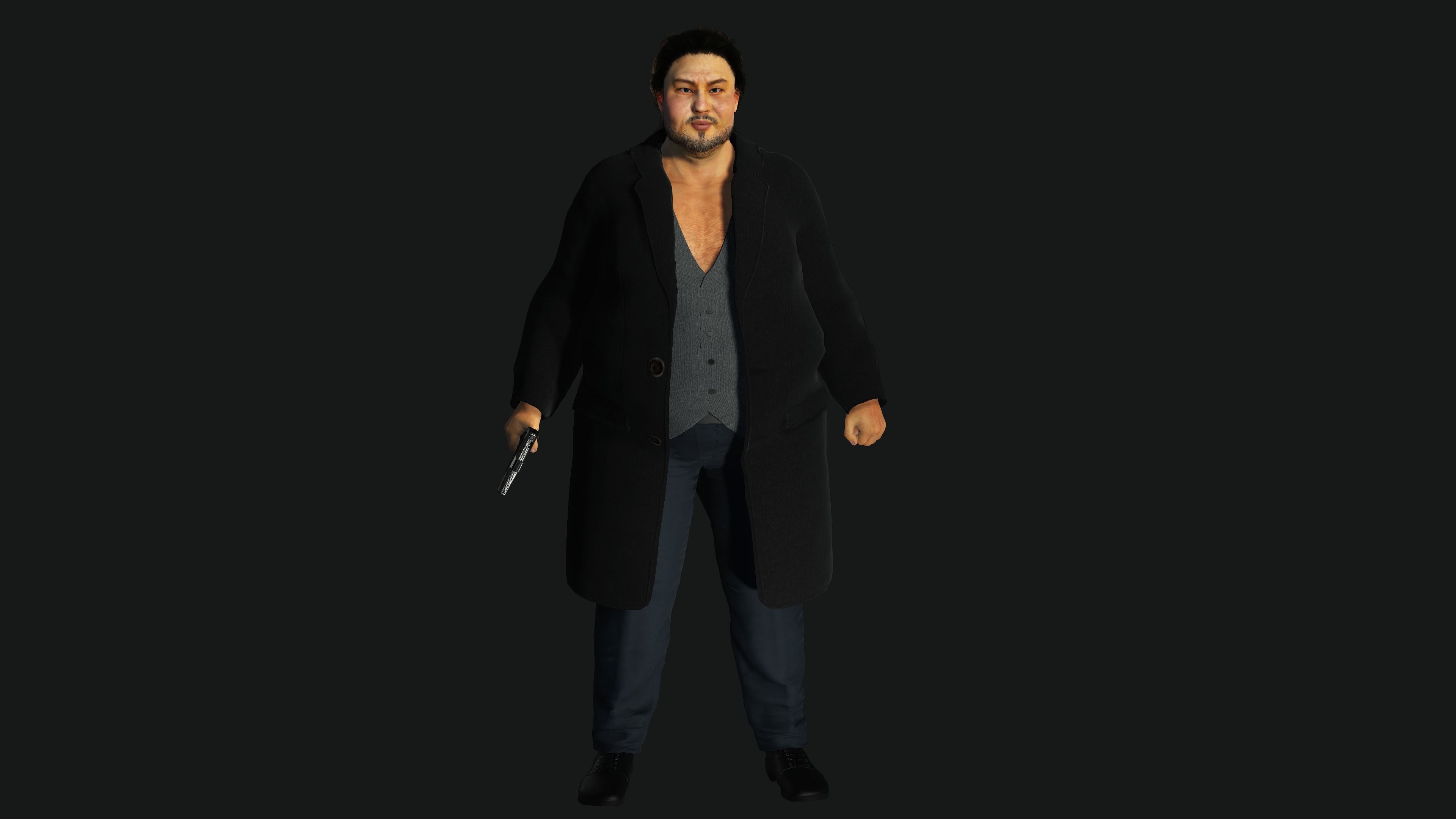 3D REALISTIC HUMAN RIGGED CHARACTER - ASIAN FAT BUSINESSMAN Low-poly 3D model_15