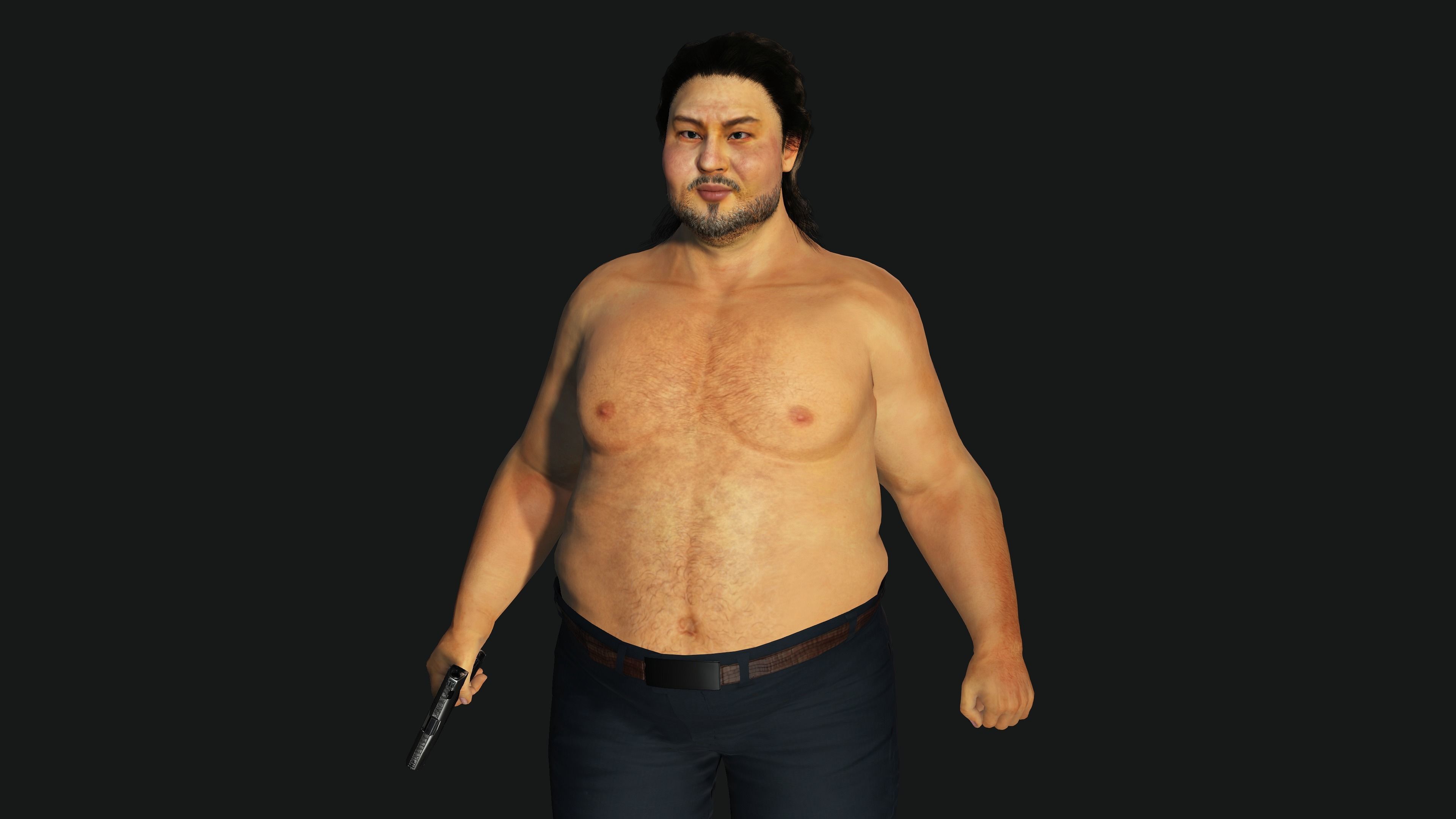 3D REALISTIC HUMAN RIGGED CHARACTER - ASIAN FAT BUSINESSMAN Low-poly 3D model_23