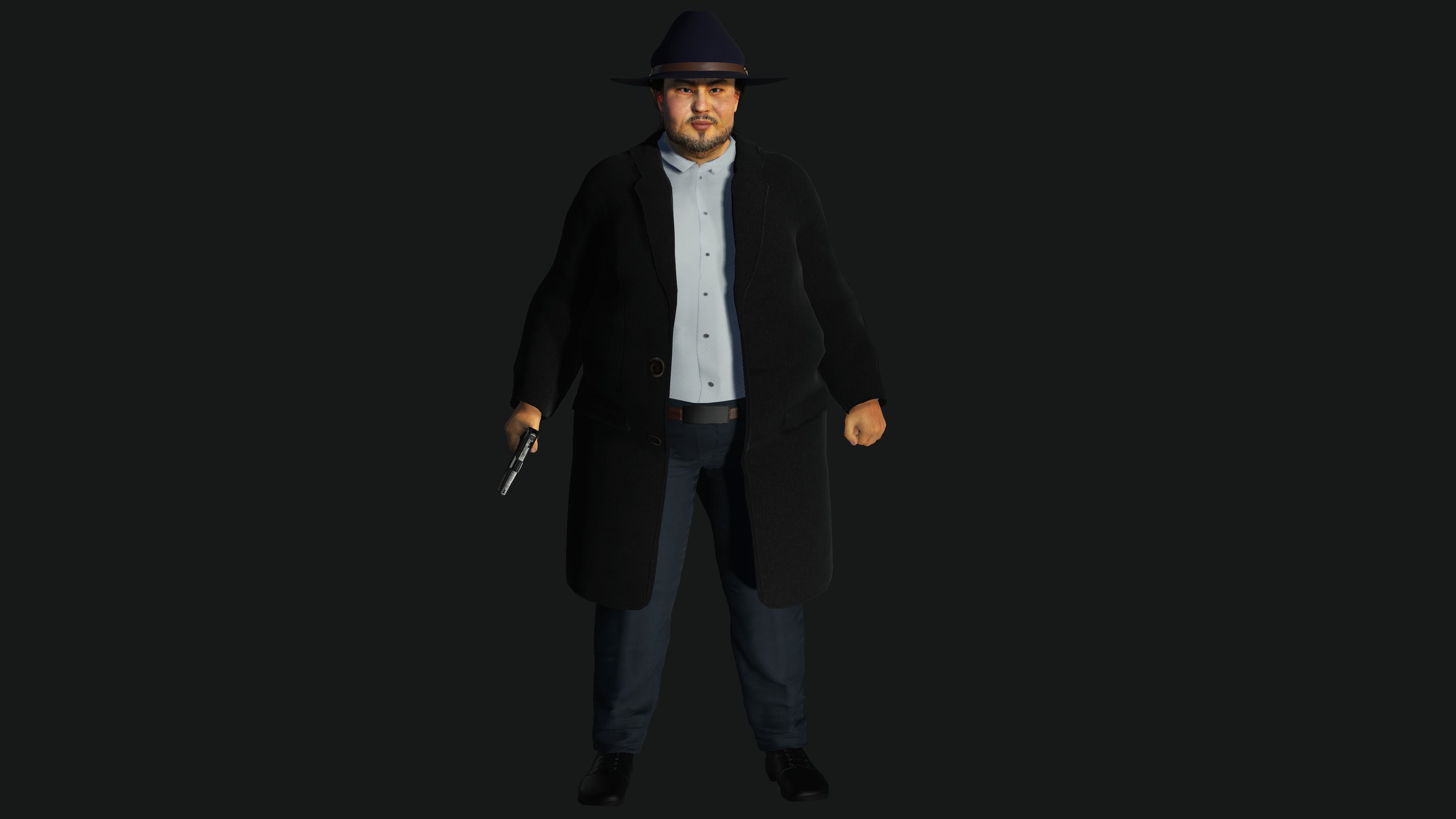 3D REALISTIC HUMAN RIGGED CHARACTER - ASIAN FAT BUSINESSMAN Low-poly 3D model_10