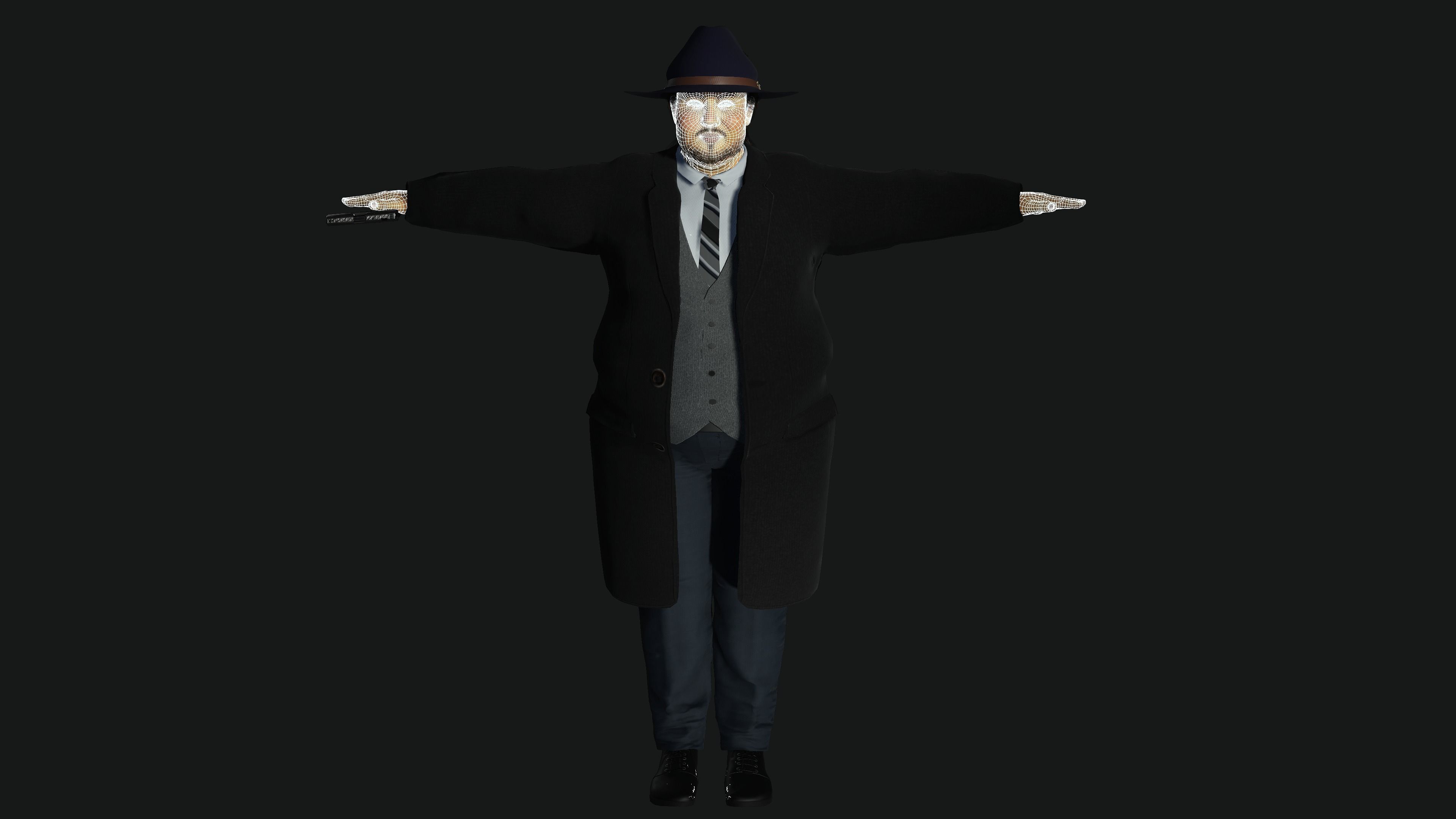 3D REALISTIC HUMAN RIGGED CHARACTER - ASIAN FAT BUSINESSMAN Low-poly 3D model_27