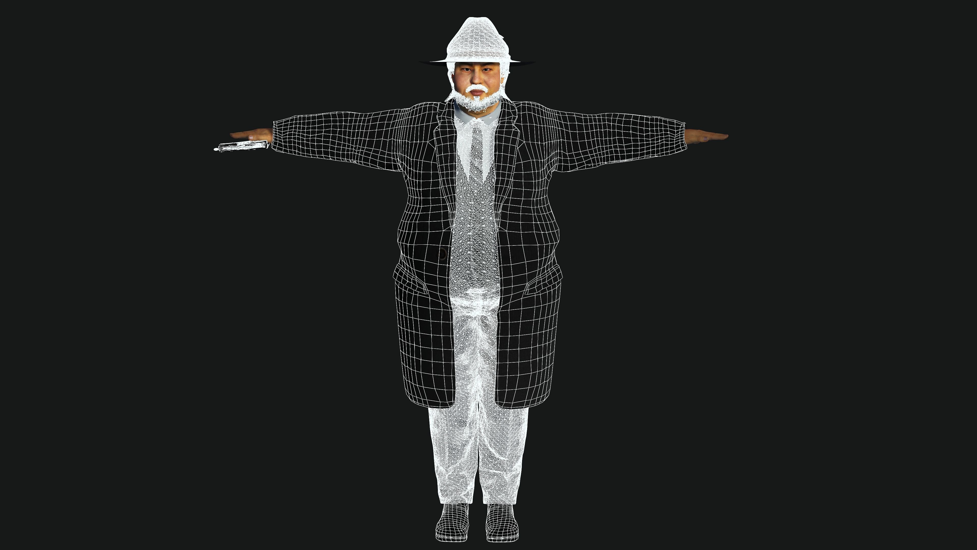 3D REALISTIC HUMAN RIGGED CHARACTER - ASIAN FAT BUSINESSMAN Low-poly 3D model_26
